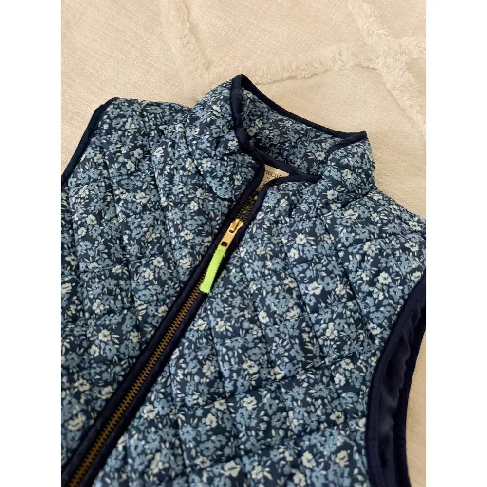 Crewcuts Factory | Girls Floral Quilted Vest Antique Navy Blue |‎ Sz M